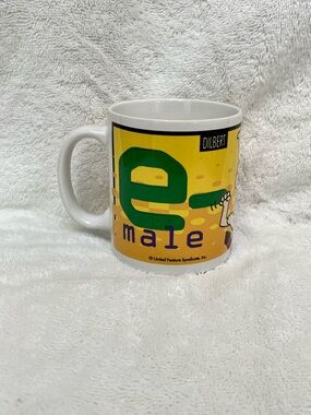 Dilbert Comics “e-male" Collectible Coffee Mug Year 1997 (?) Scott Adam’s  EUC